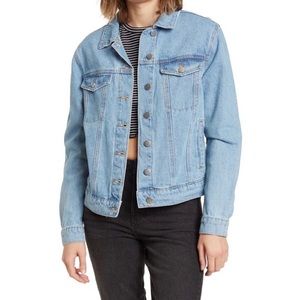 ❤️NWOT Oversized Cropped Trucker Denim Jean Jacket Nordstrom Rack